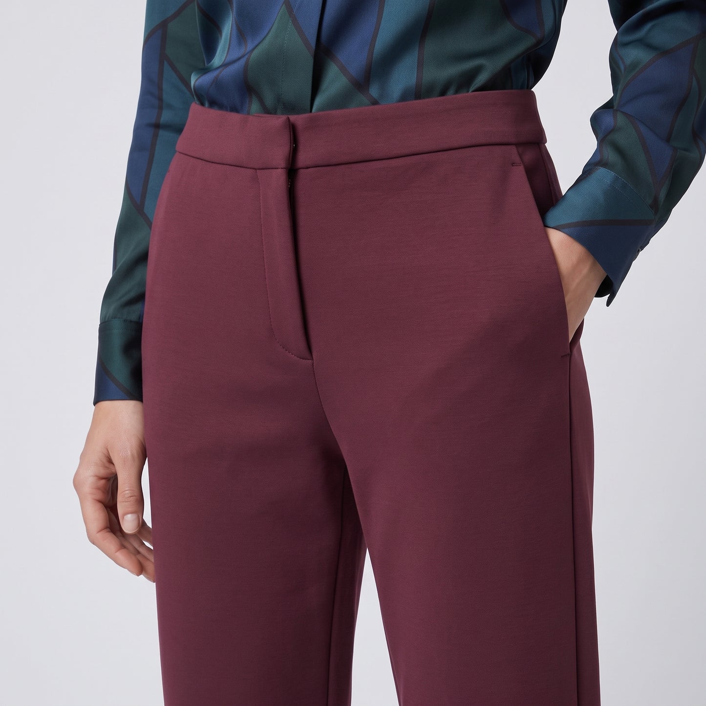 Tailored Burgundy Cropped Trousers