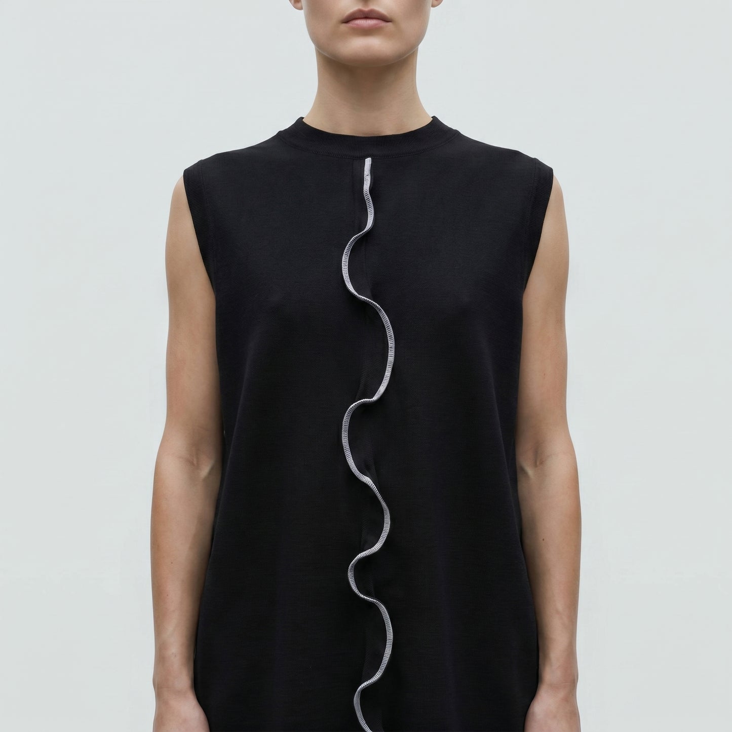 Sleeveless Architectural Ribbed Top