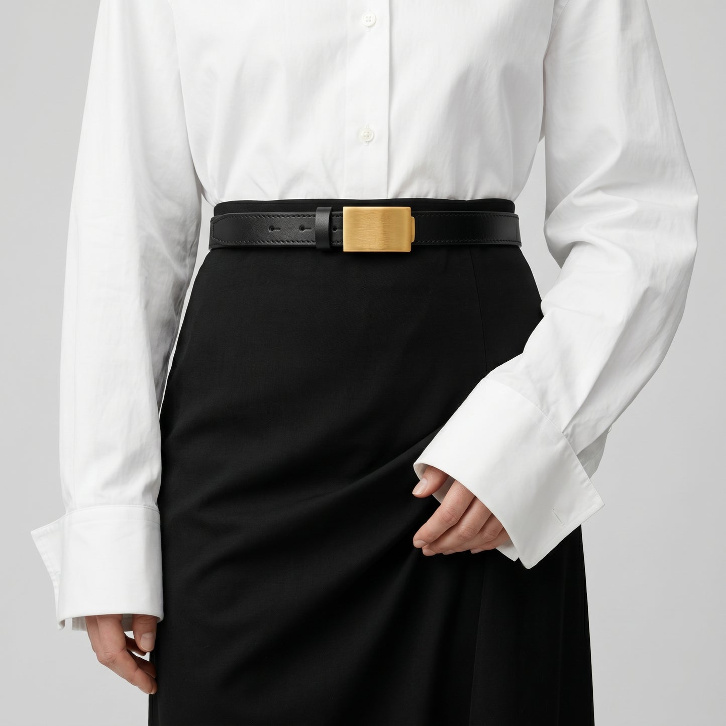 Classic Leather Plate Buckle Belt