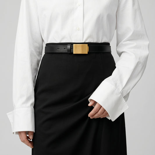 Classic Leather Plate Buckle Belt