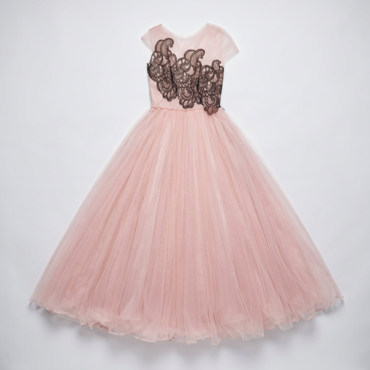 Embroidered Tulle Evening Gown