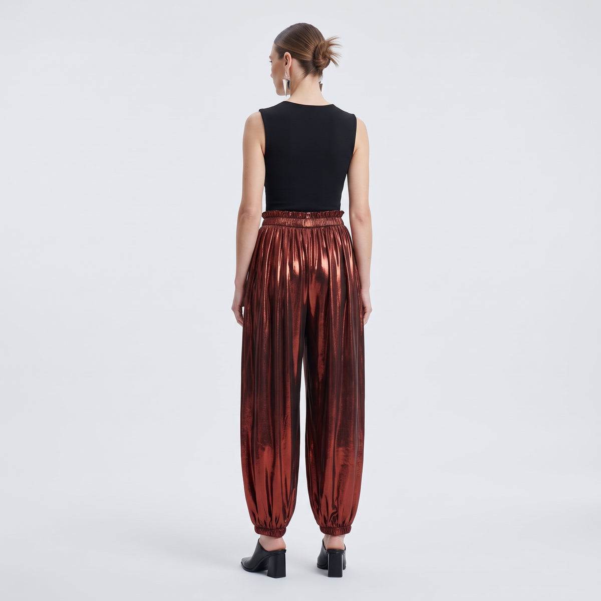 Metallic Ombre Ruched Trousers
