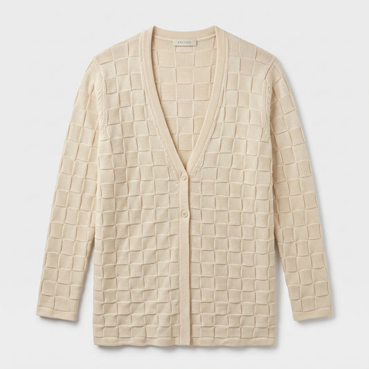 Textured V-Neck Knit Cardigan