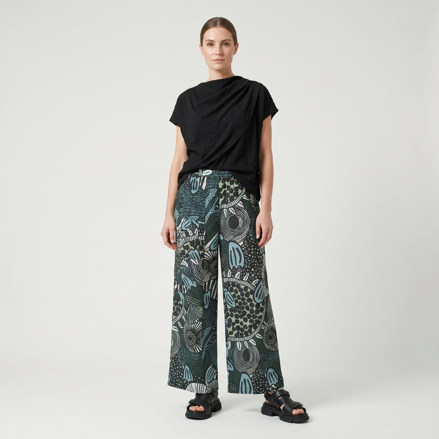Abstract Print Wide Leg Trousers