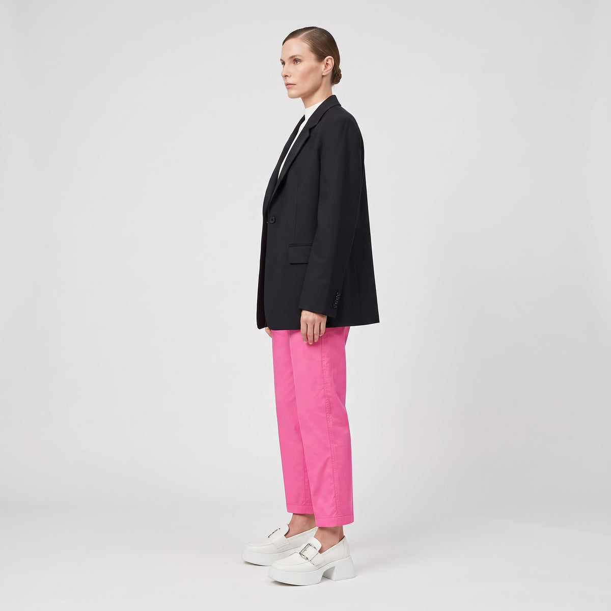 Vibrant Pink Tailored Cotton Trousers