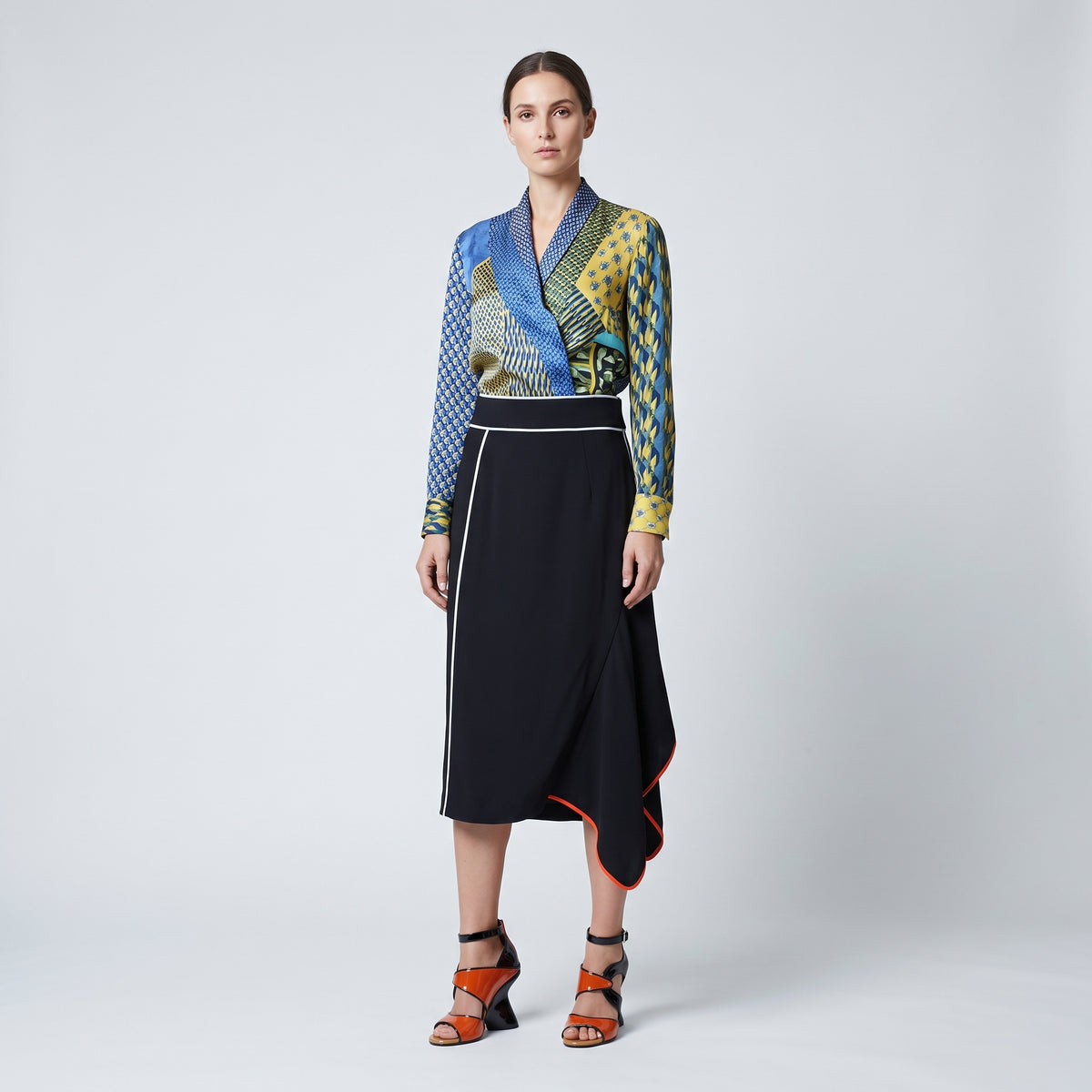 Contrast Trim Cady Midi Skirt