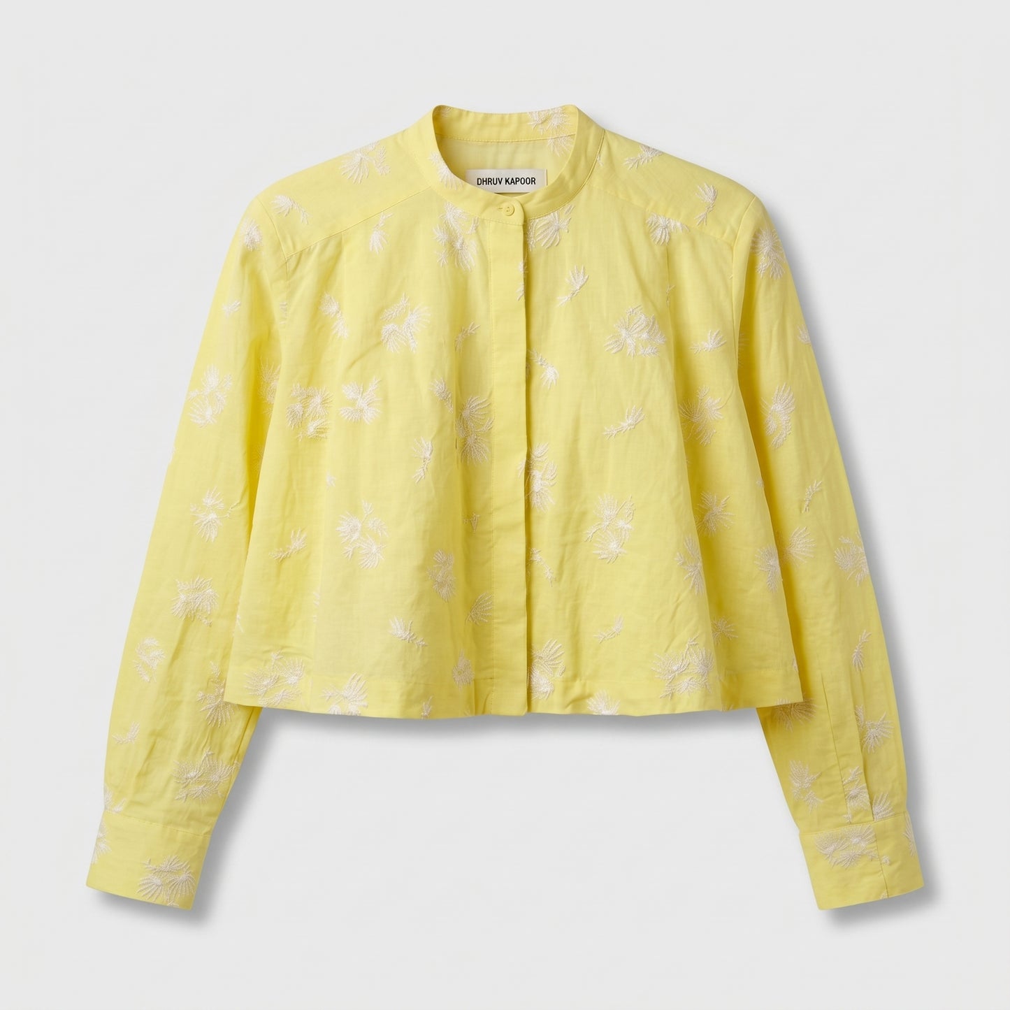 Embroidered Yellow Cropped Shirt