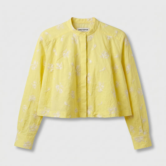 Embroidered Yellow Cropped Shirt