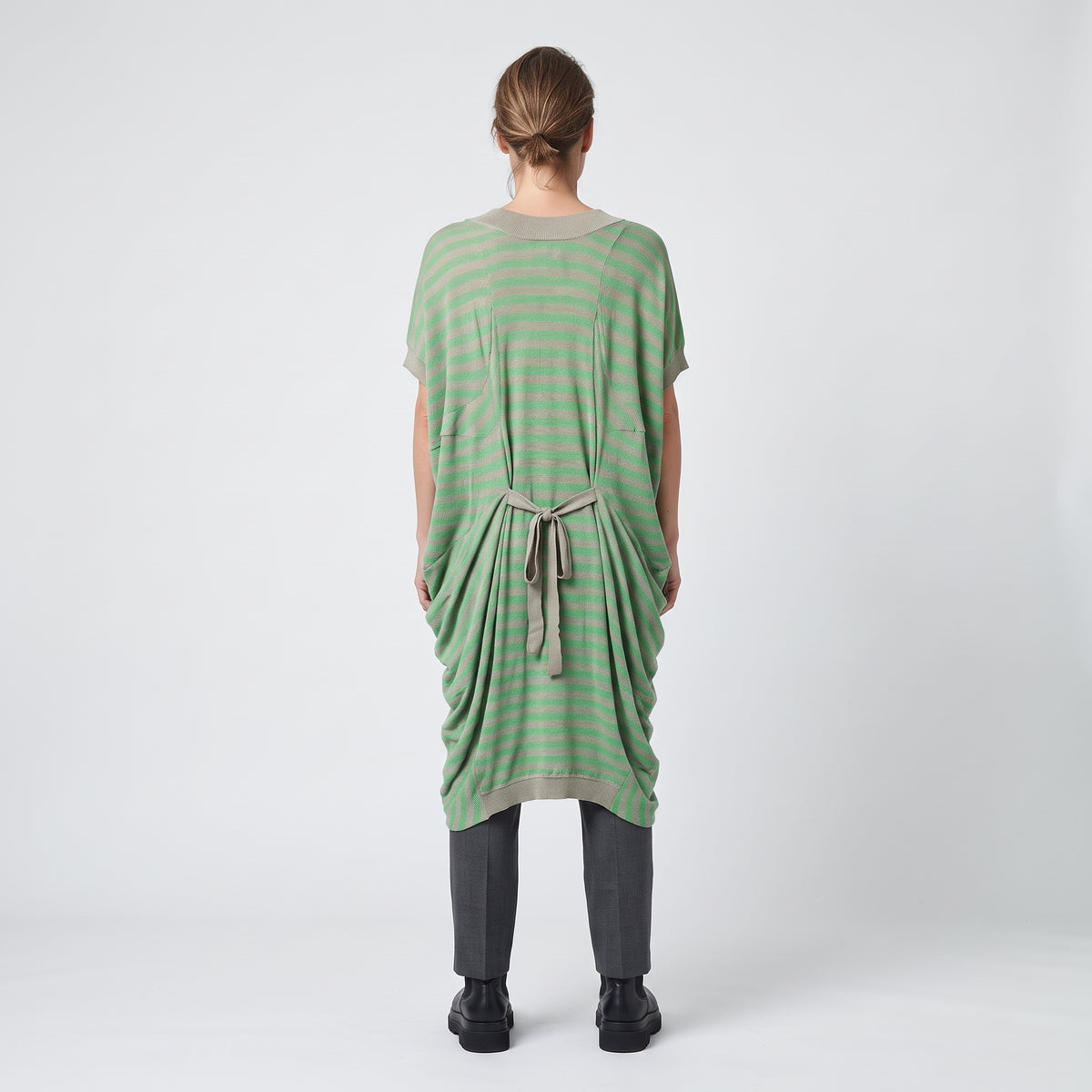 Striped V-Neck Draped Top