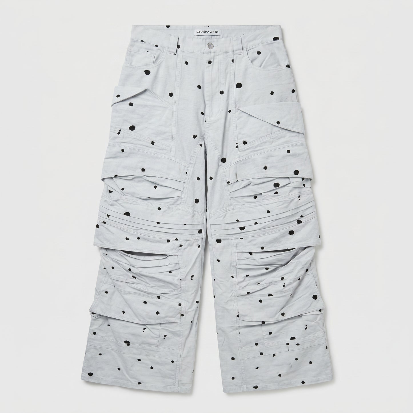 Splatter Print Wide Cargo Trousers