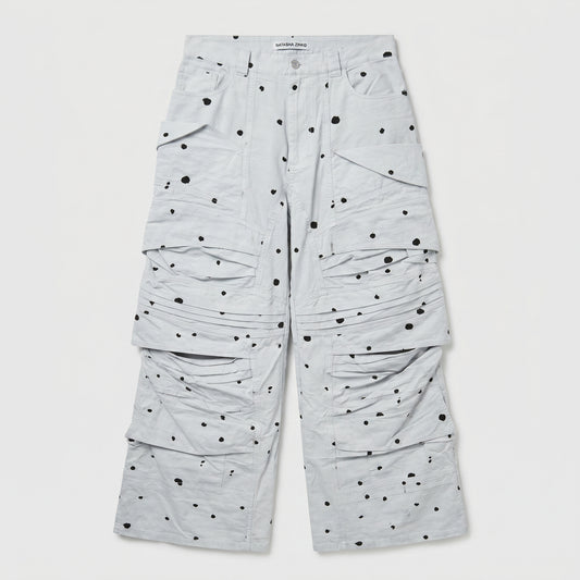 Splatter Print Wide Cargo Trousers