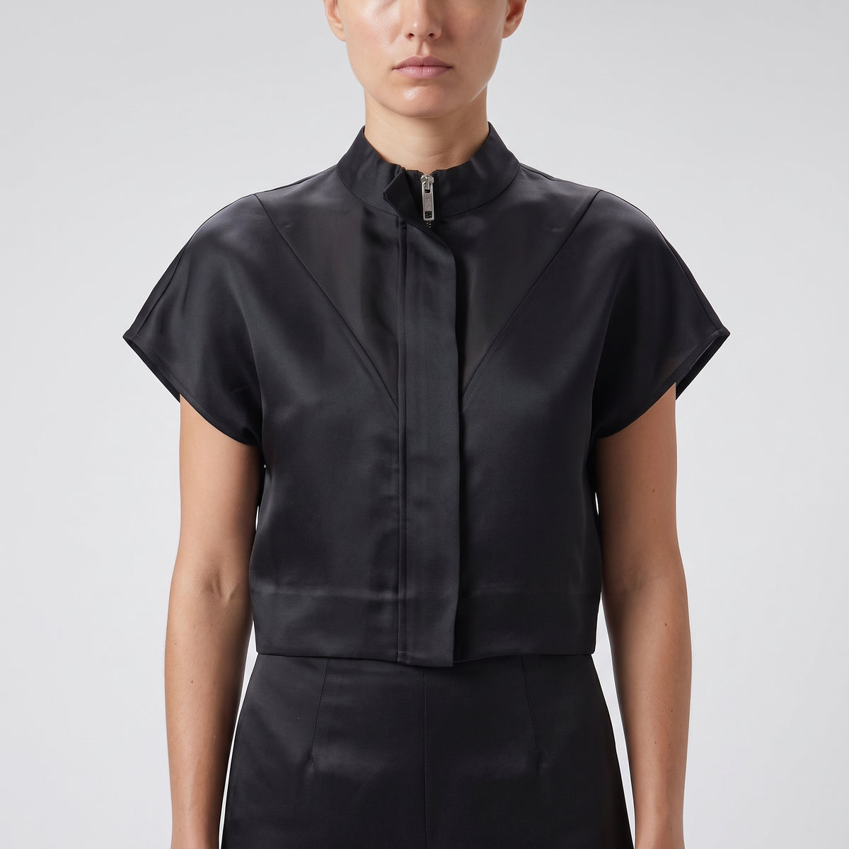 Structured Sleeveless Zip-Front Vest