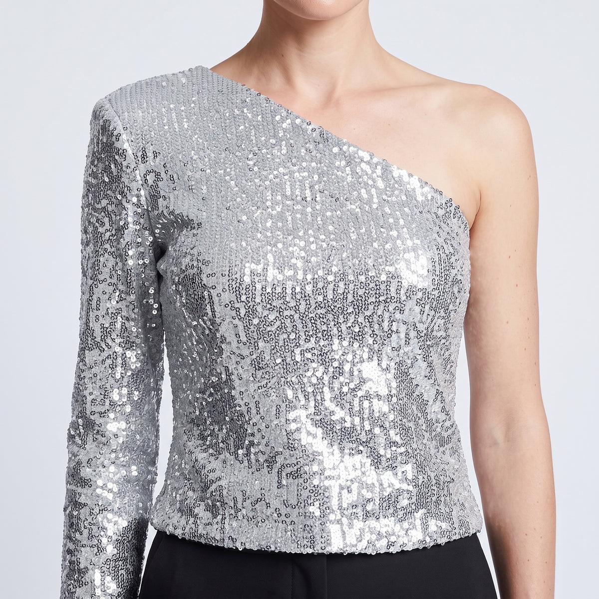 One-Shoulder Sequin Evening Top