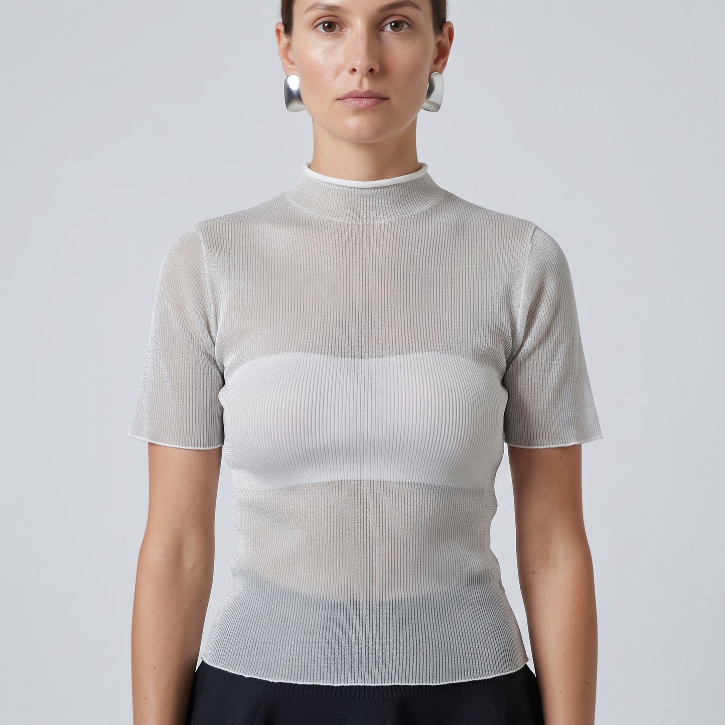 Elegant Ribbed Mock Neck Top