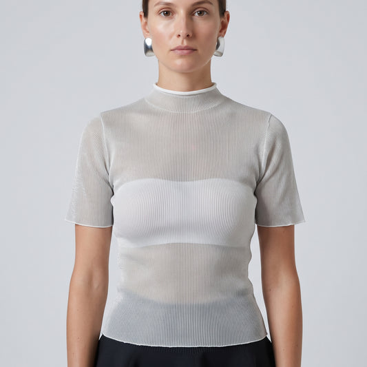 Elegant Ribbed Mock Neck Top