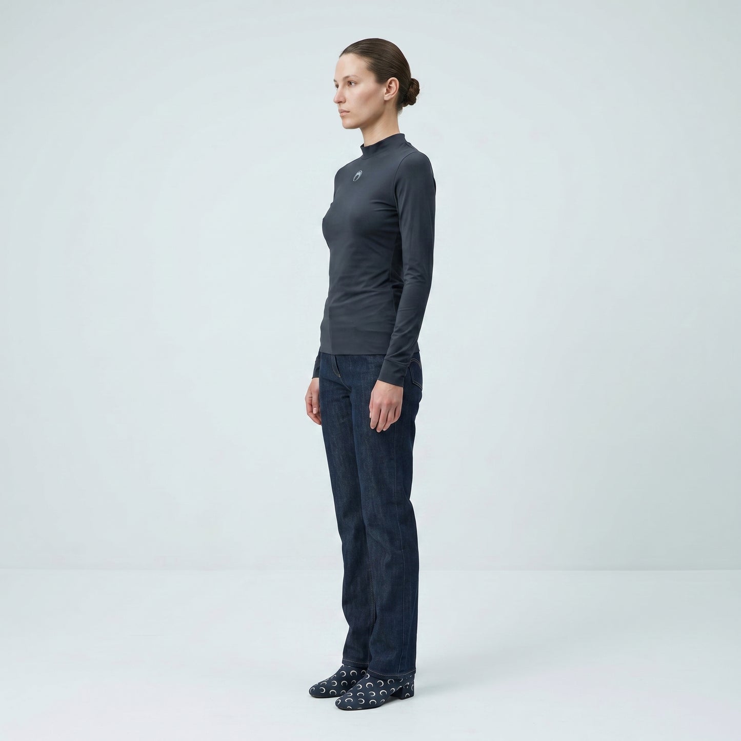 Essential Navy Mock Neck Top