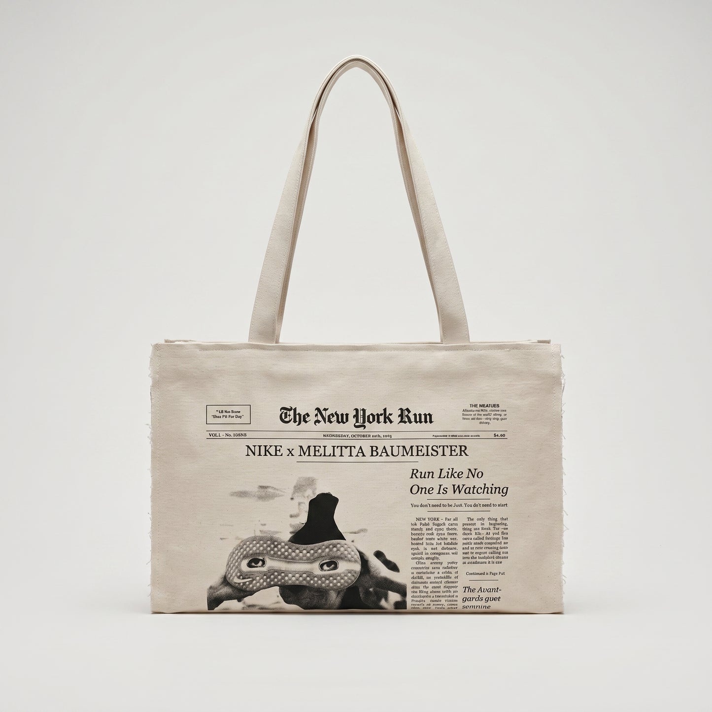 Newspaper Print Canvas Tote Bag