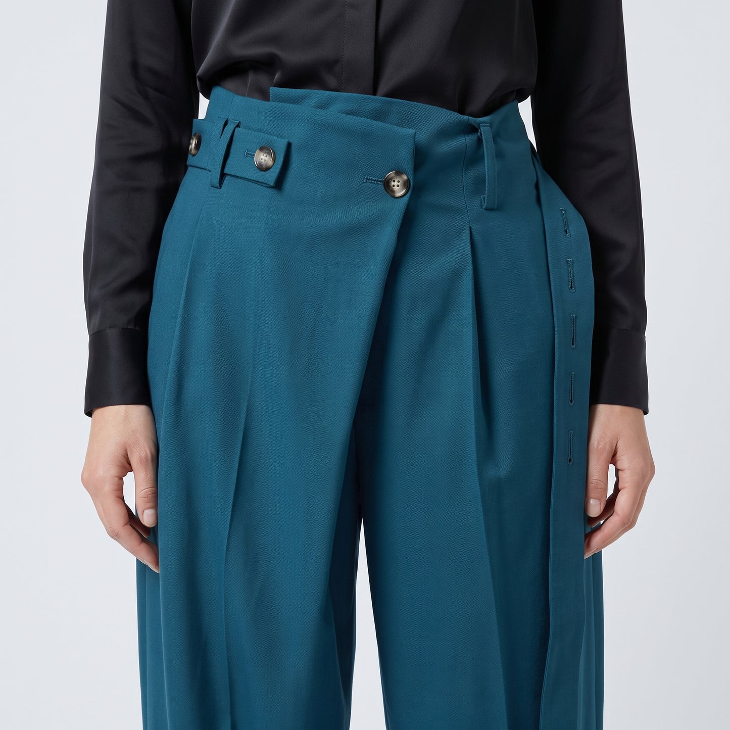 High-Waisted Asymmetric Tailored Trousers