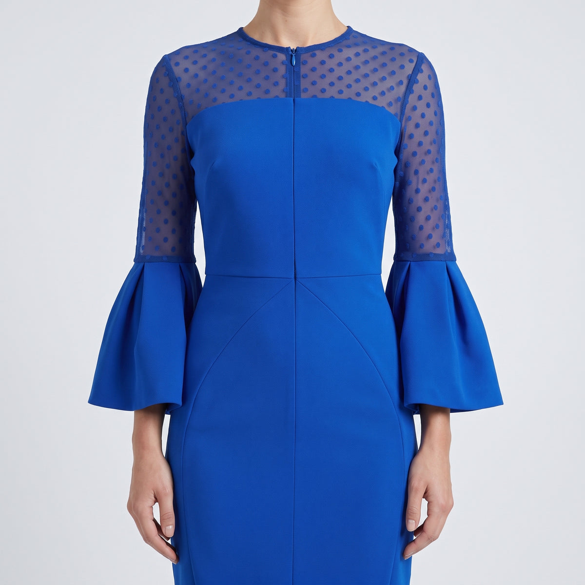 Cobalt Sheer Polka-Dot Sleeve Dress