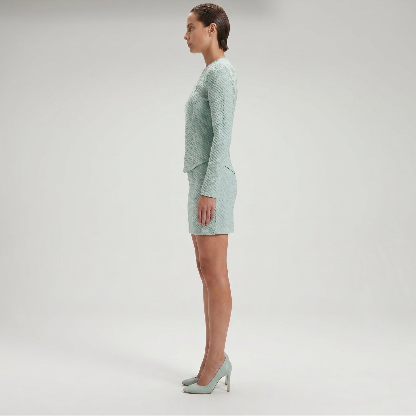 Textured Mint Long-Sleeve Top