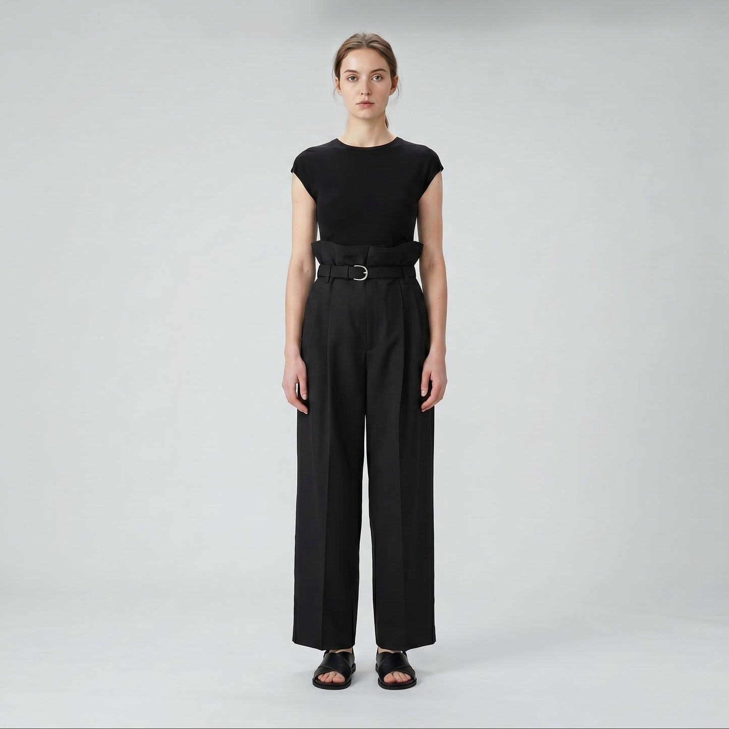 High-Waisted Paperbag Trousers