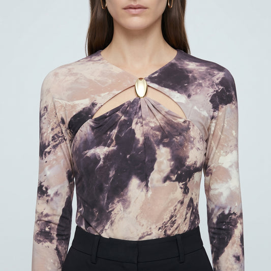 Abstract Print Keyhole Top