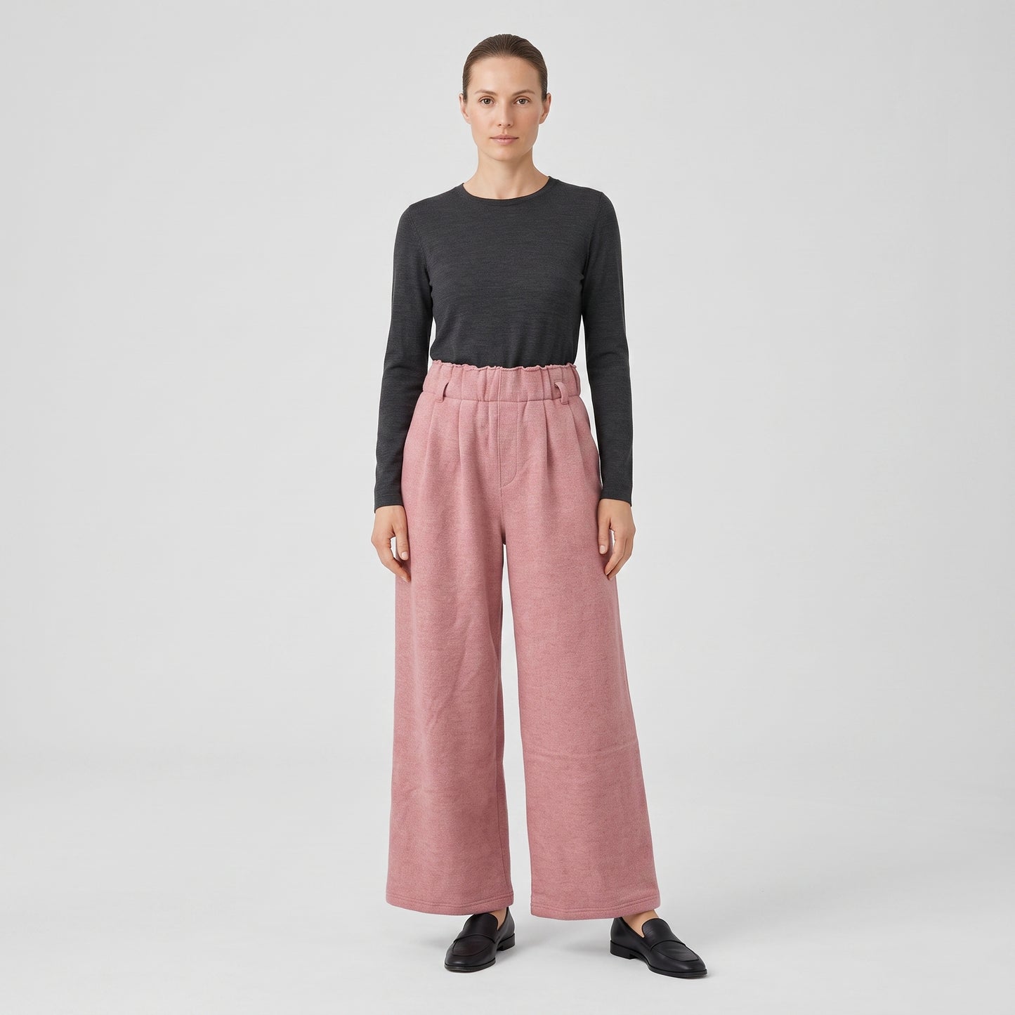 Pink Wide Leg Pleated Trousers