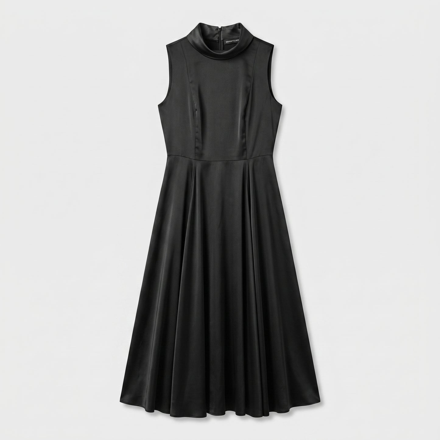 Sleeveless Satin Mock Neck Dress