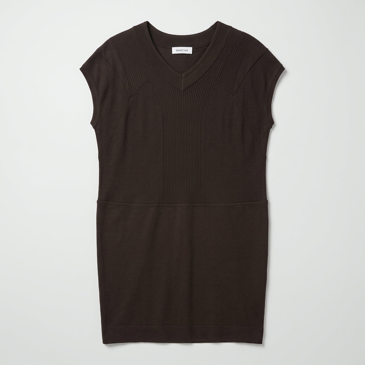 Structured V-Neck Knit Tunic