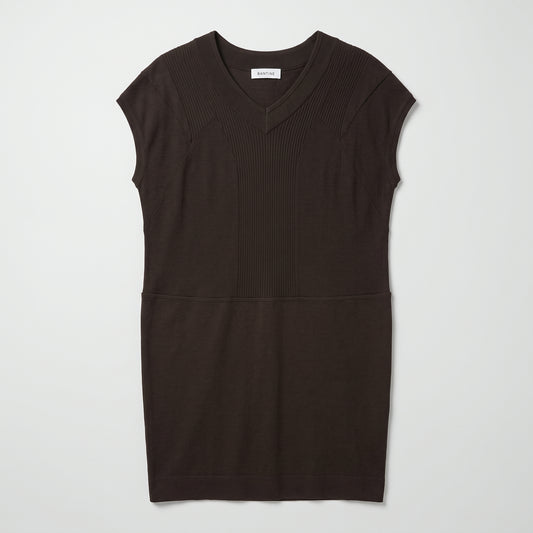 Structured V-Neck Knit Tunic