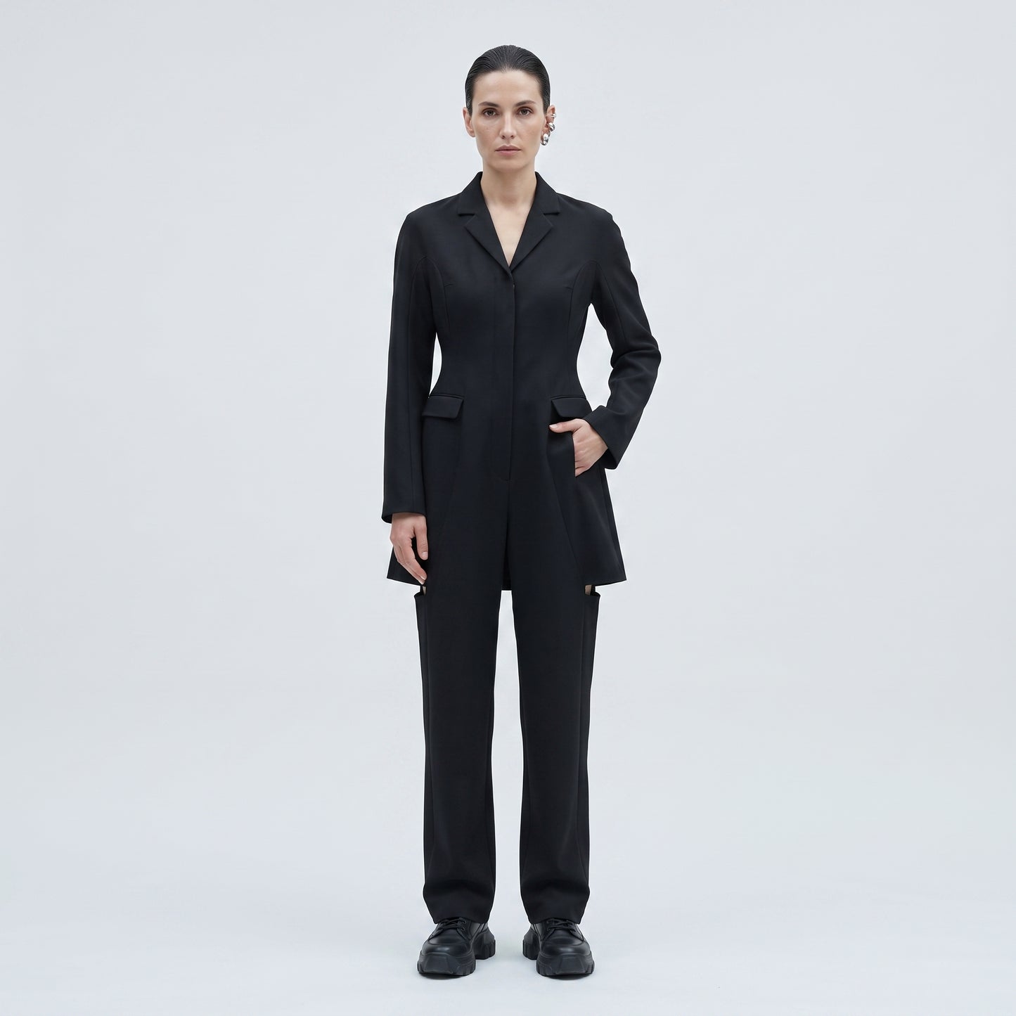 Tailored Wool Blend Jumpsuit