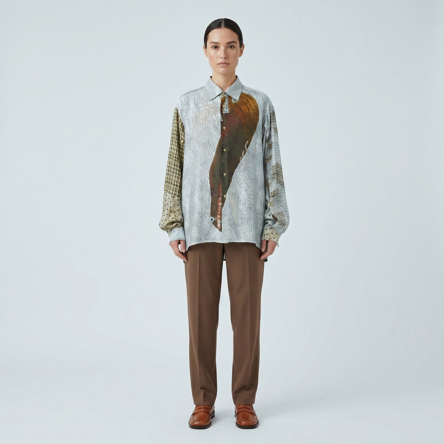 Artistic Patchwork Graphic Shirt