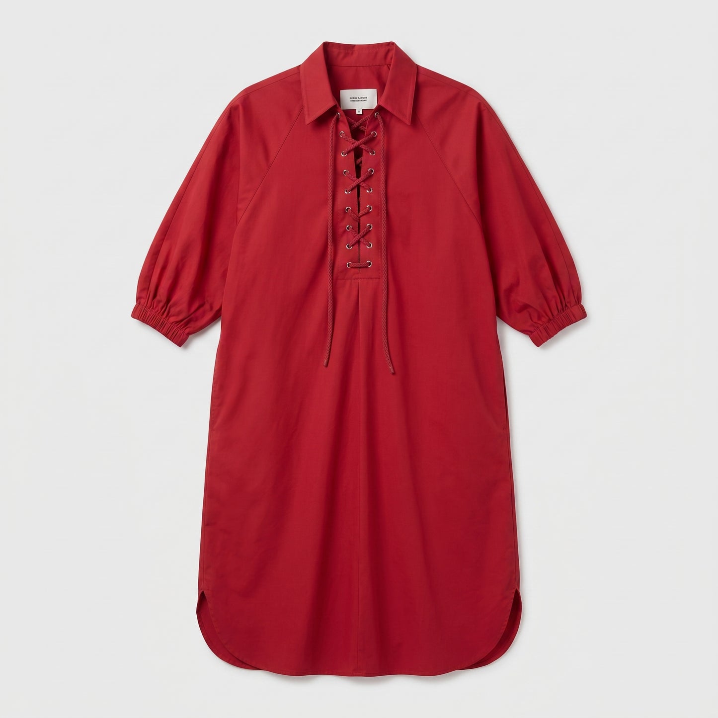 Lace-Up Cotton Poplin Dress