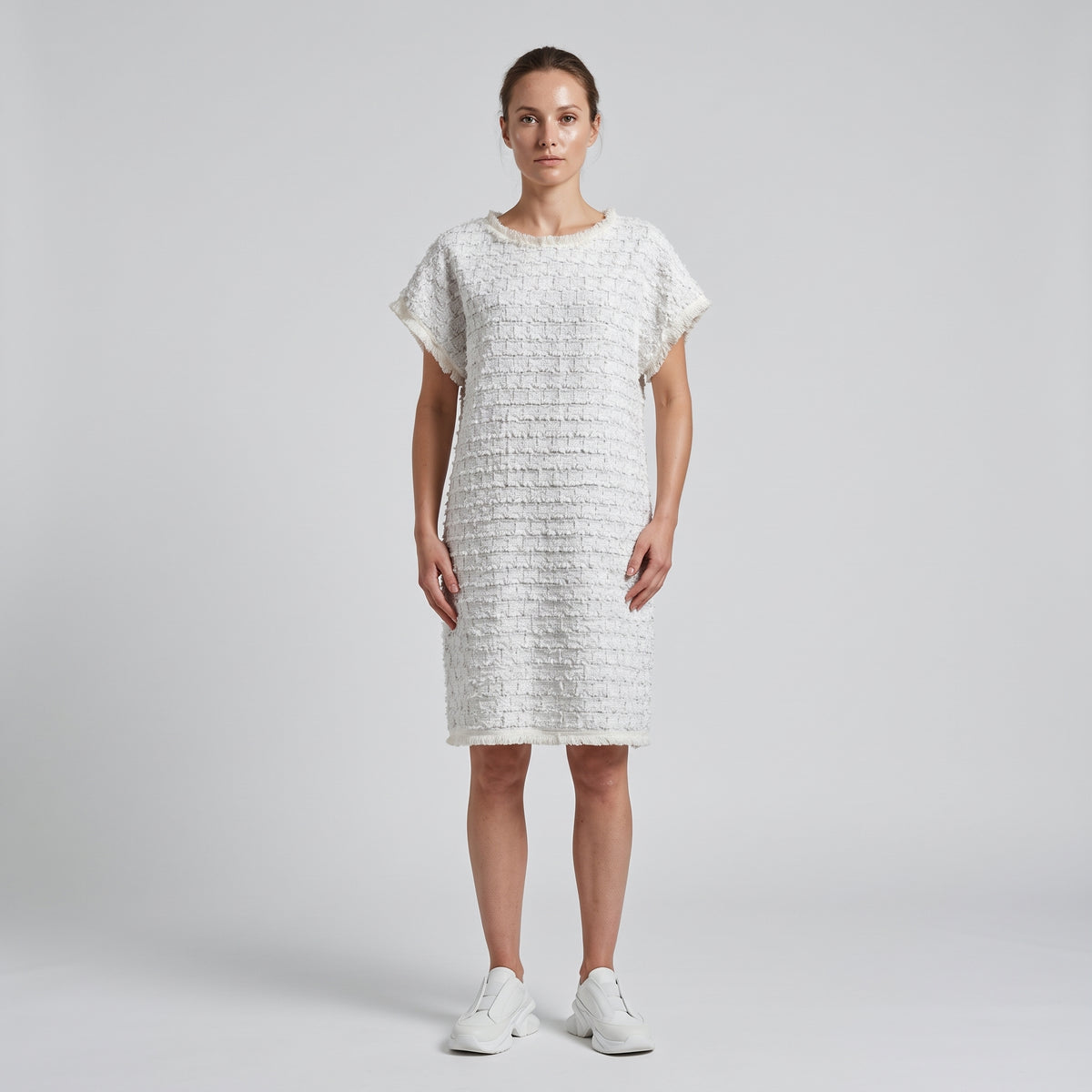 Textured Tweed Shift Mini Dress