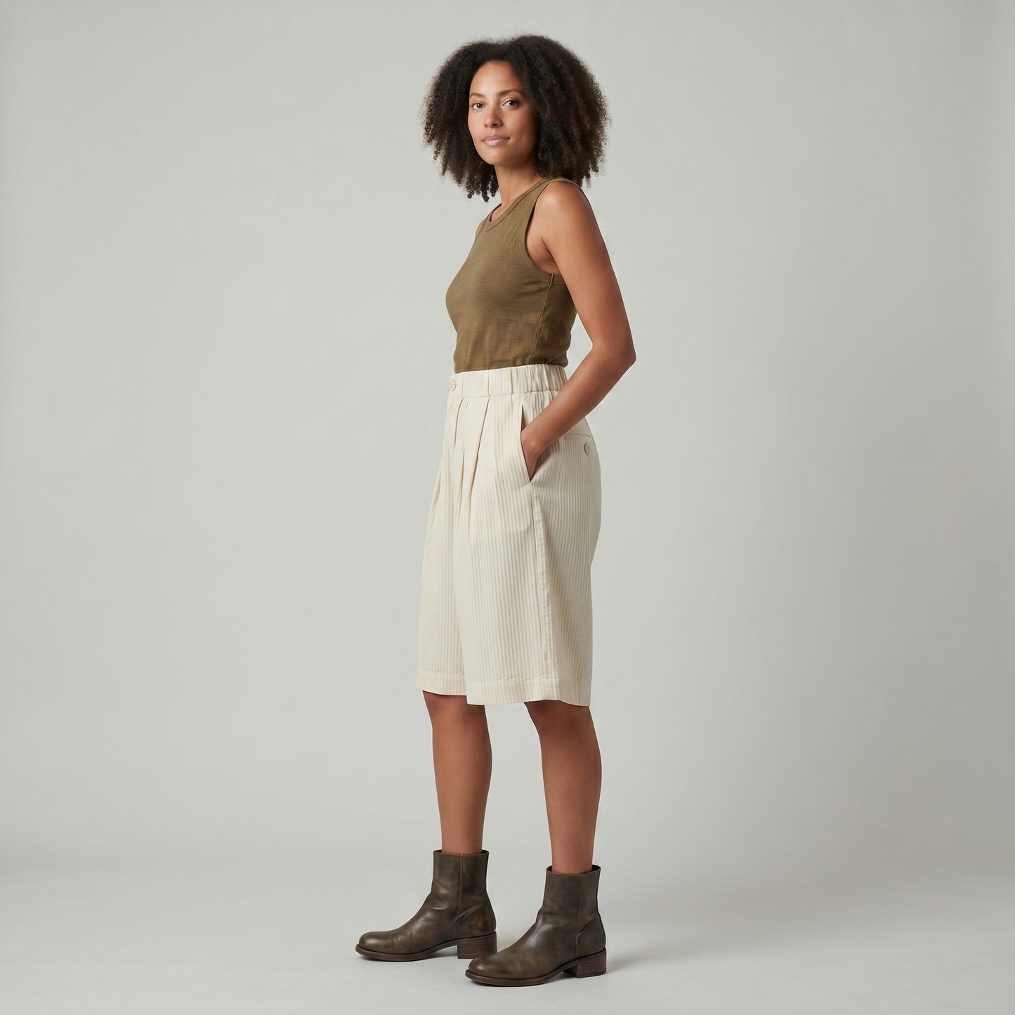 Pleated Wide Leg Shorts