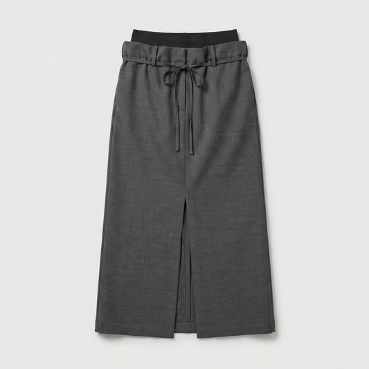 Tailored Grey Midi Skirt