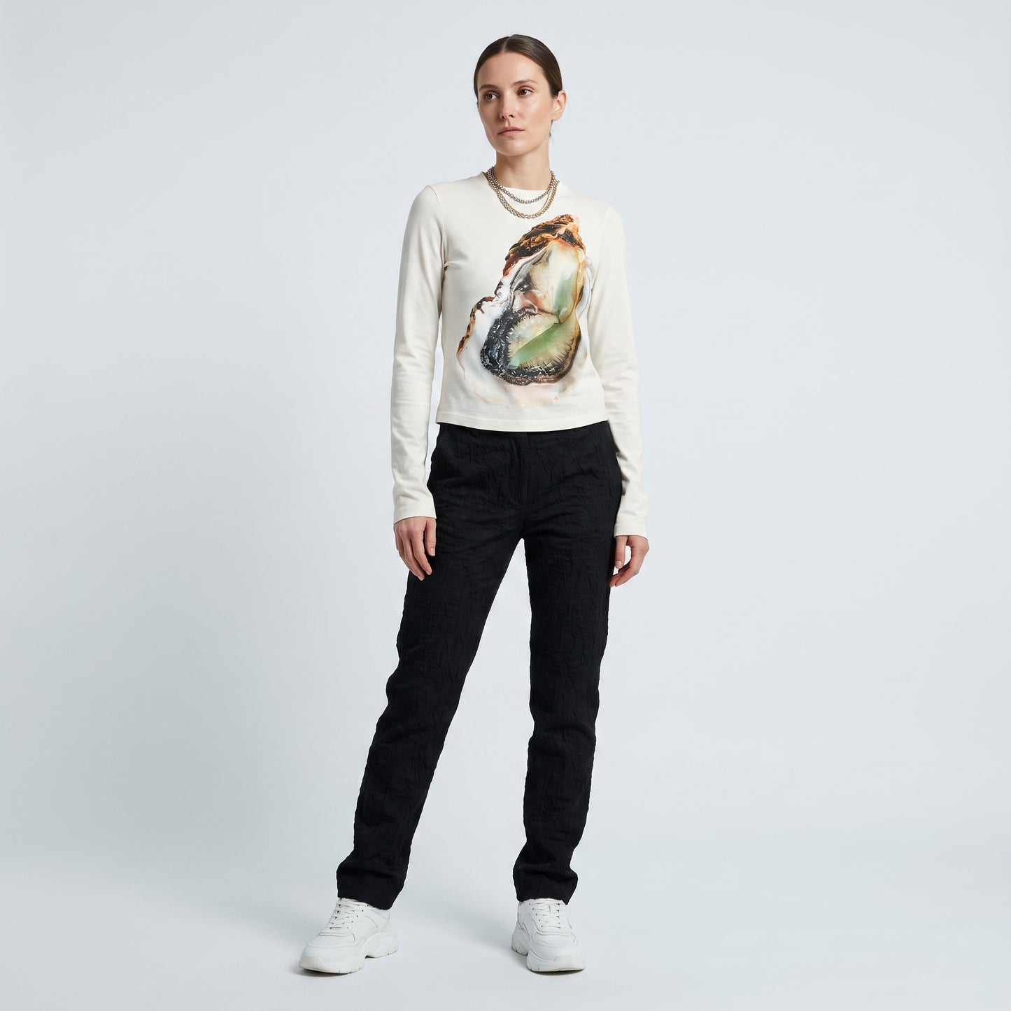 Oyster Graphic Long Sleeve Top