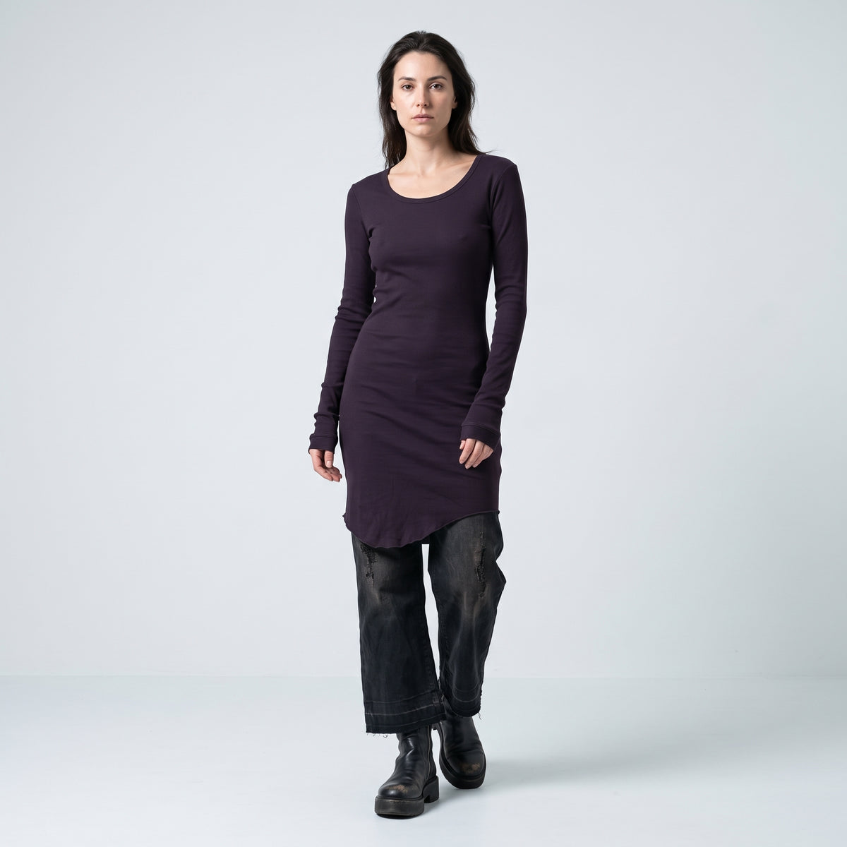 Long Sleeve Ribbed Scoop Top