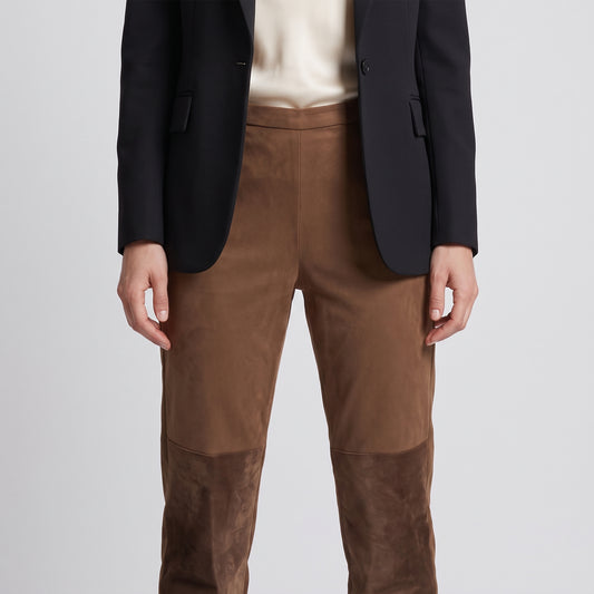 Suede Paneled Tailored Trousers
