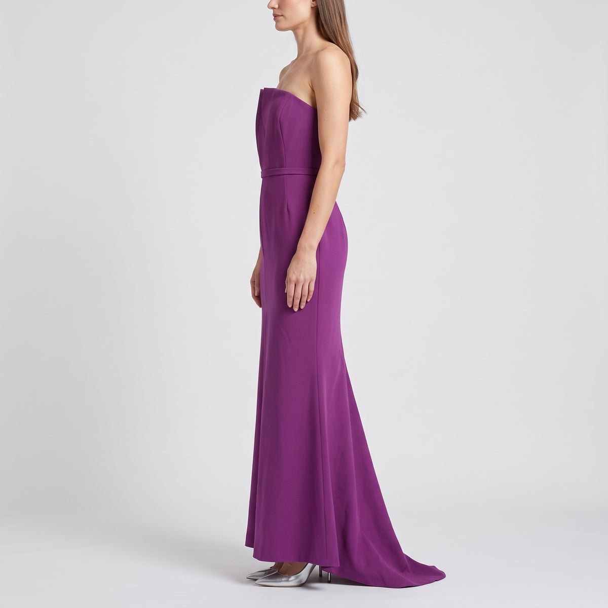 Strapless Pleated Evening Mermaid Gown
