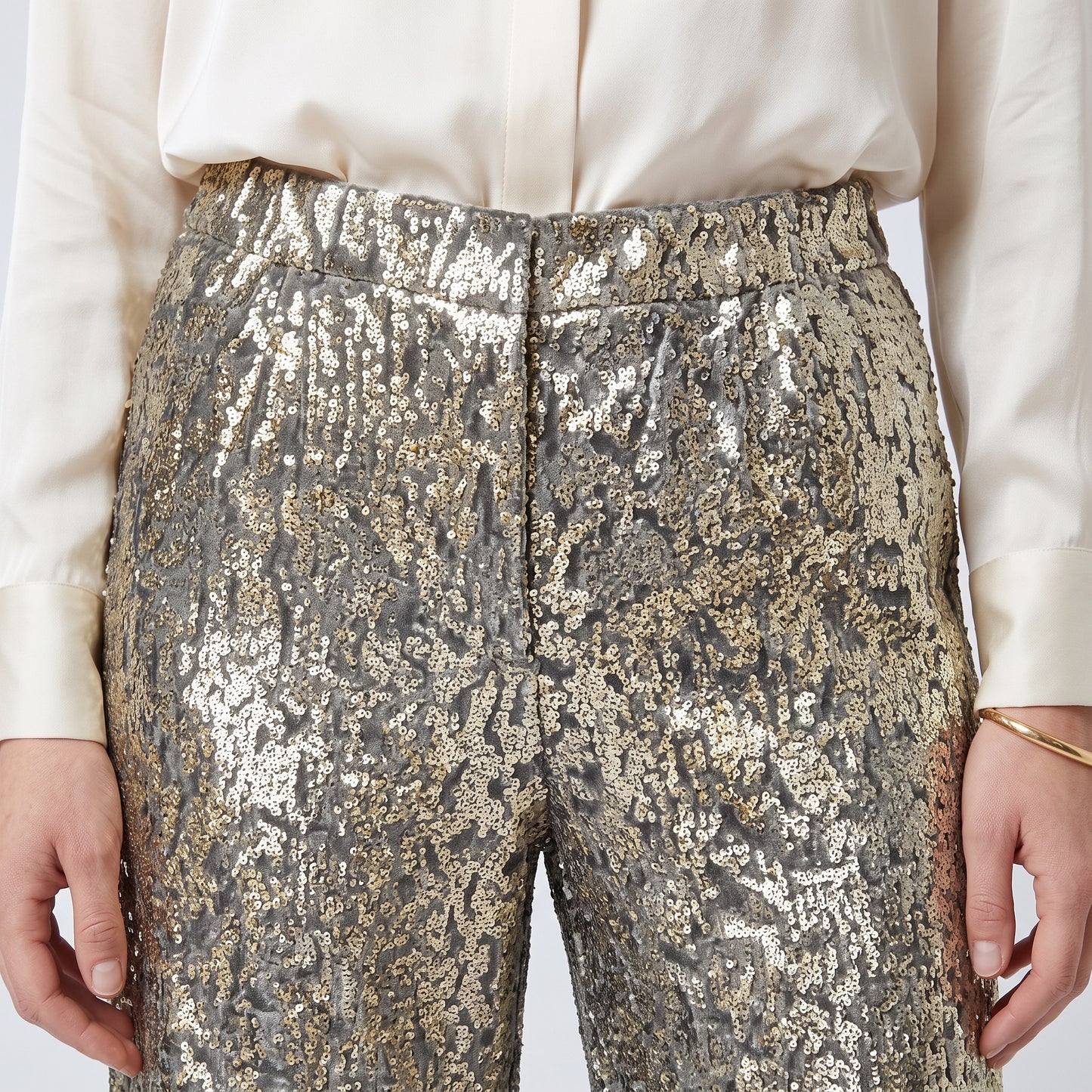 Metallic Wide Leg Trousers