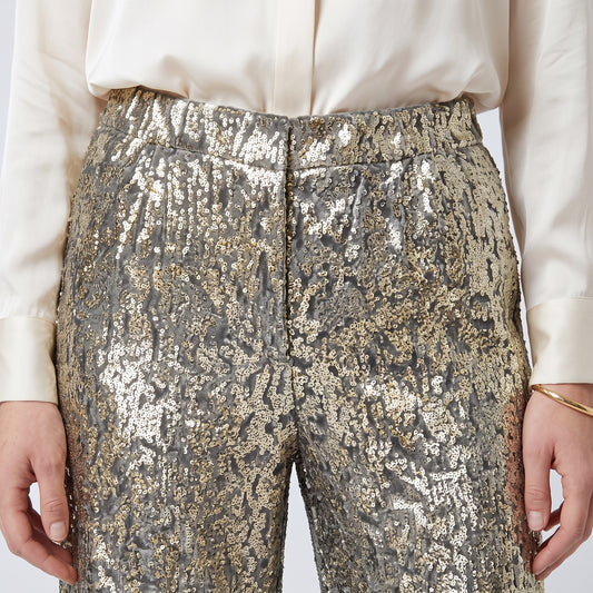 Metallic Wide Leg Trousers