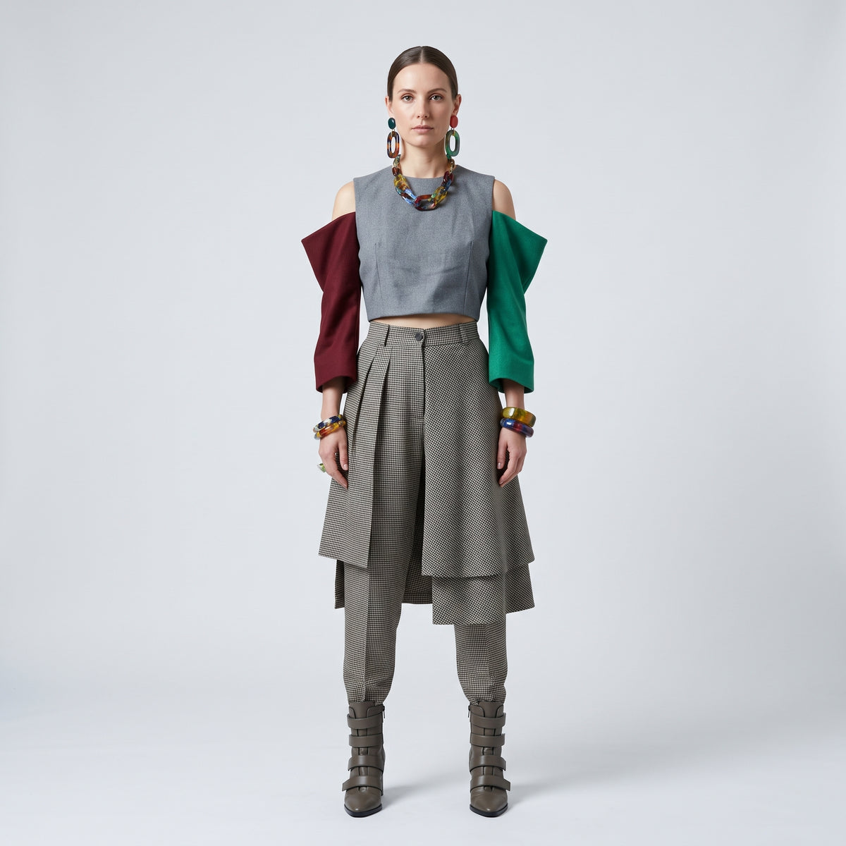 Structured Cold Shoulder Wool Top