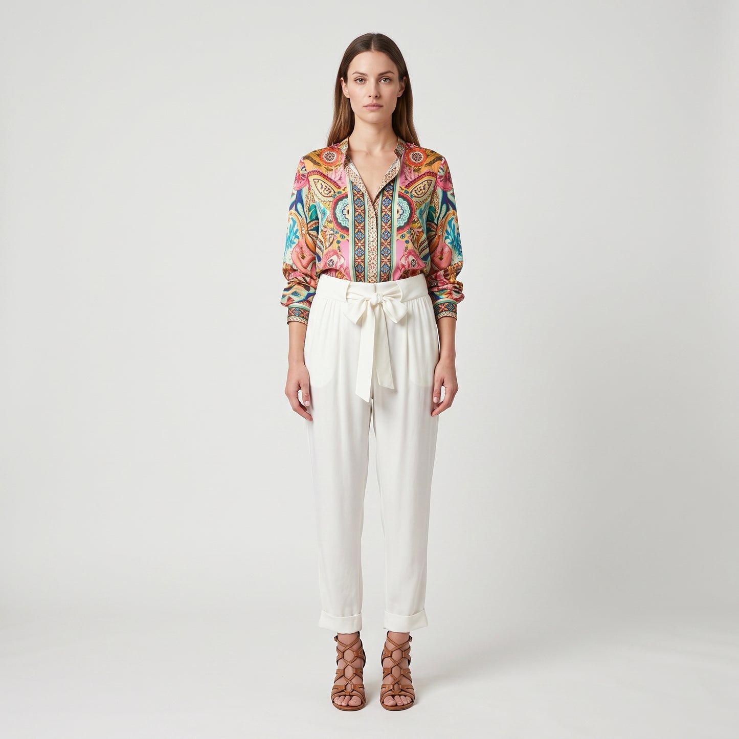 Elegant Tie-Waist Tapered Trousers