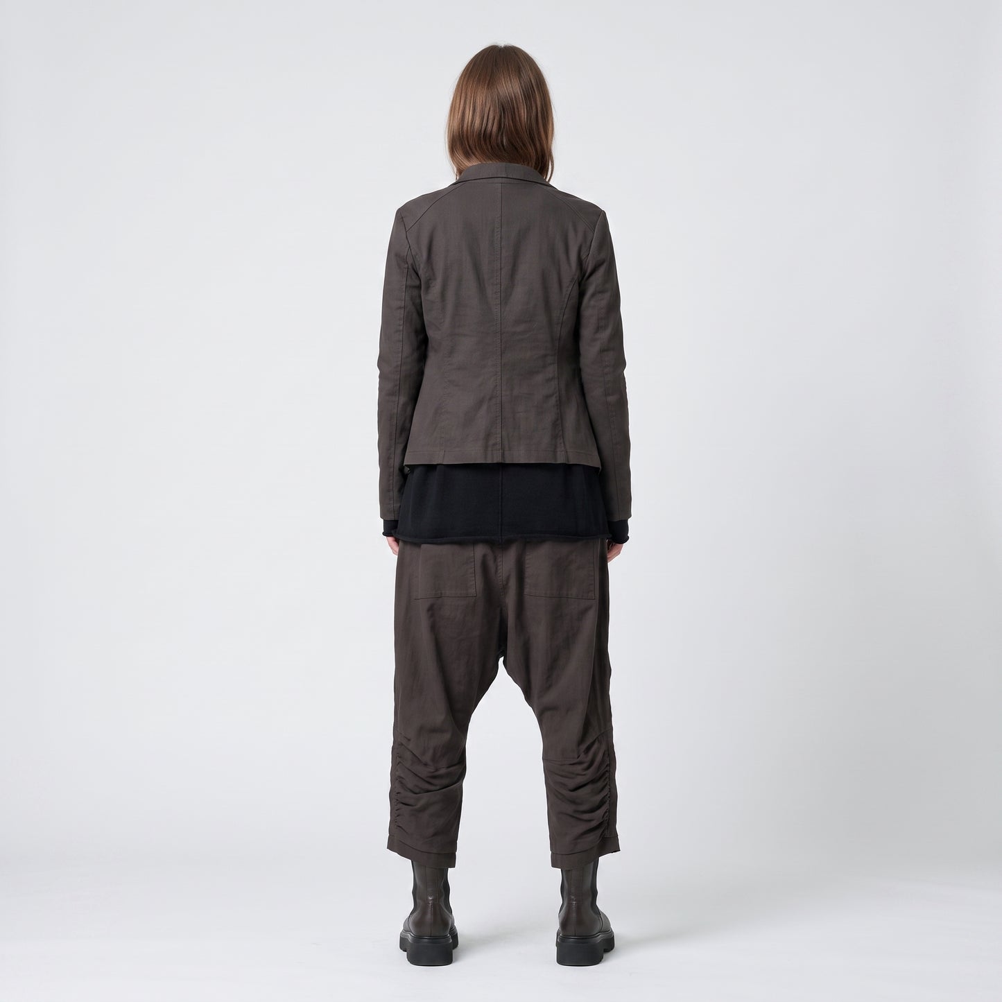 Ruched Black Relaxed Trousers