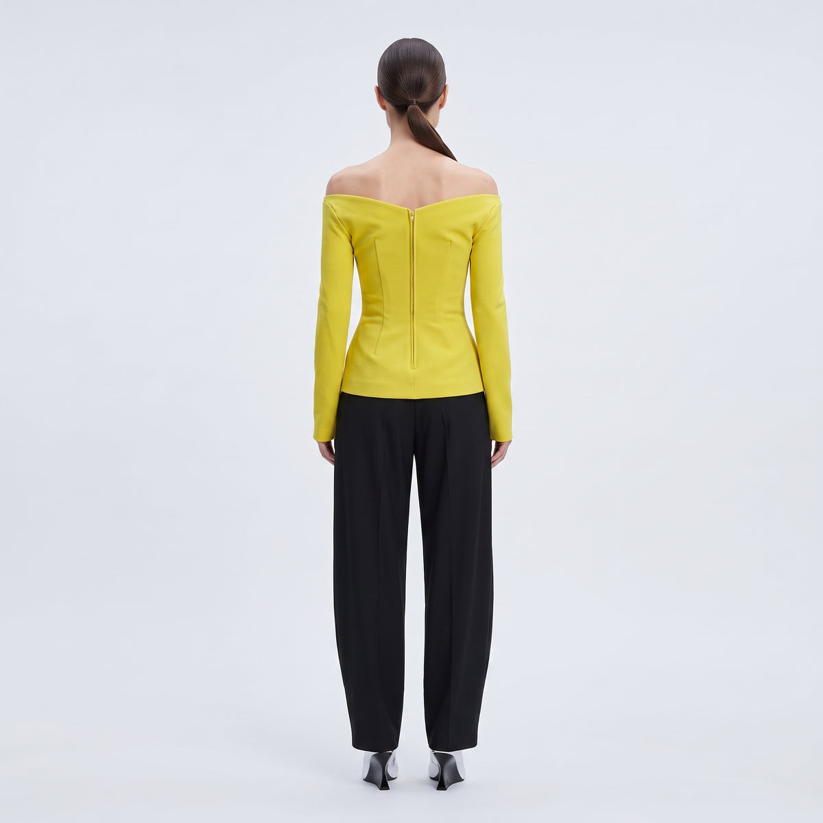 Ruched Off-Shoulder Yellow Top