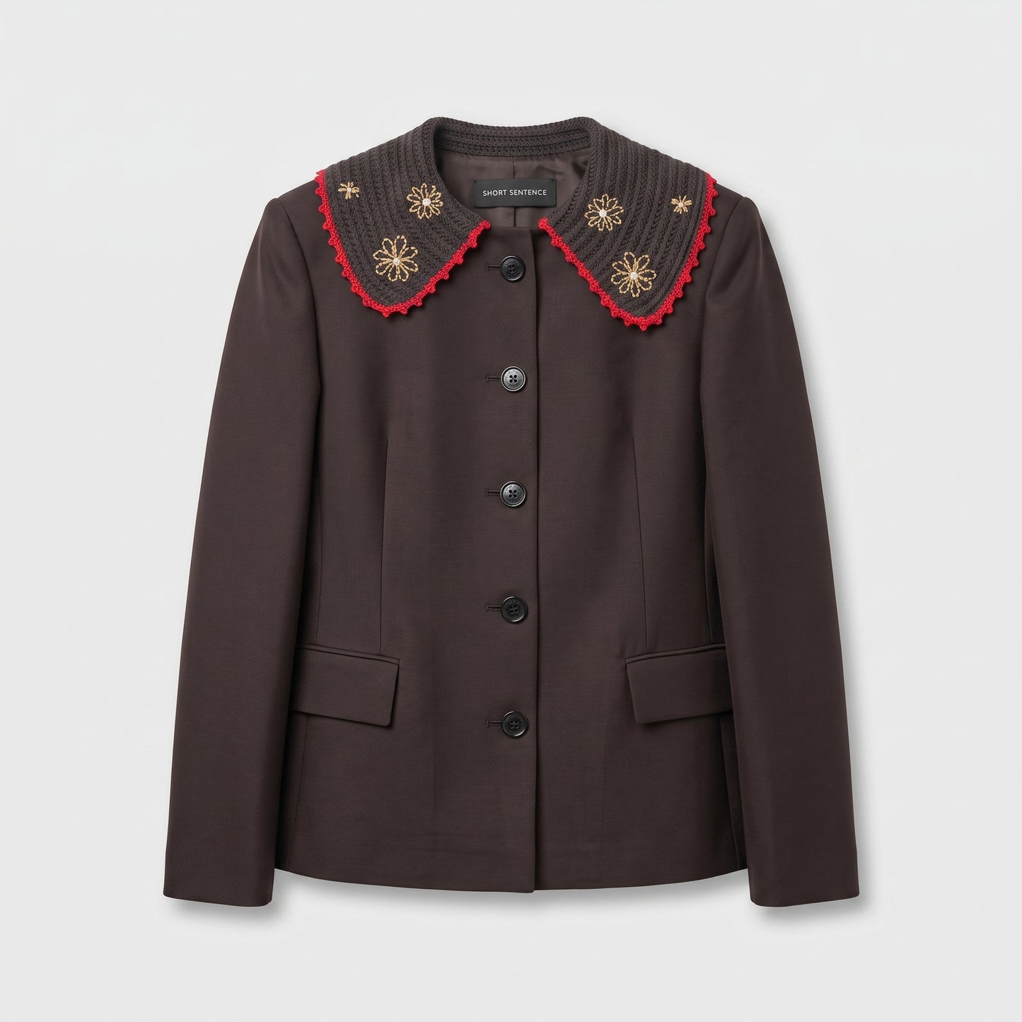Embroidered Collar Tailored Jacket