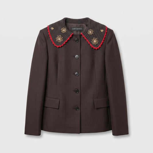 Embroidered Collar Tailored Jacket