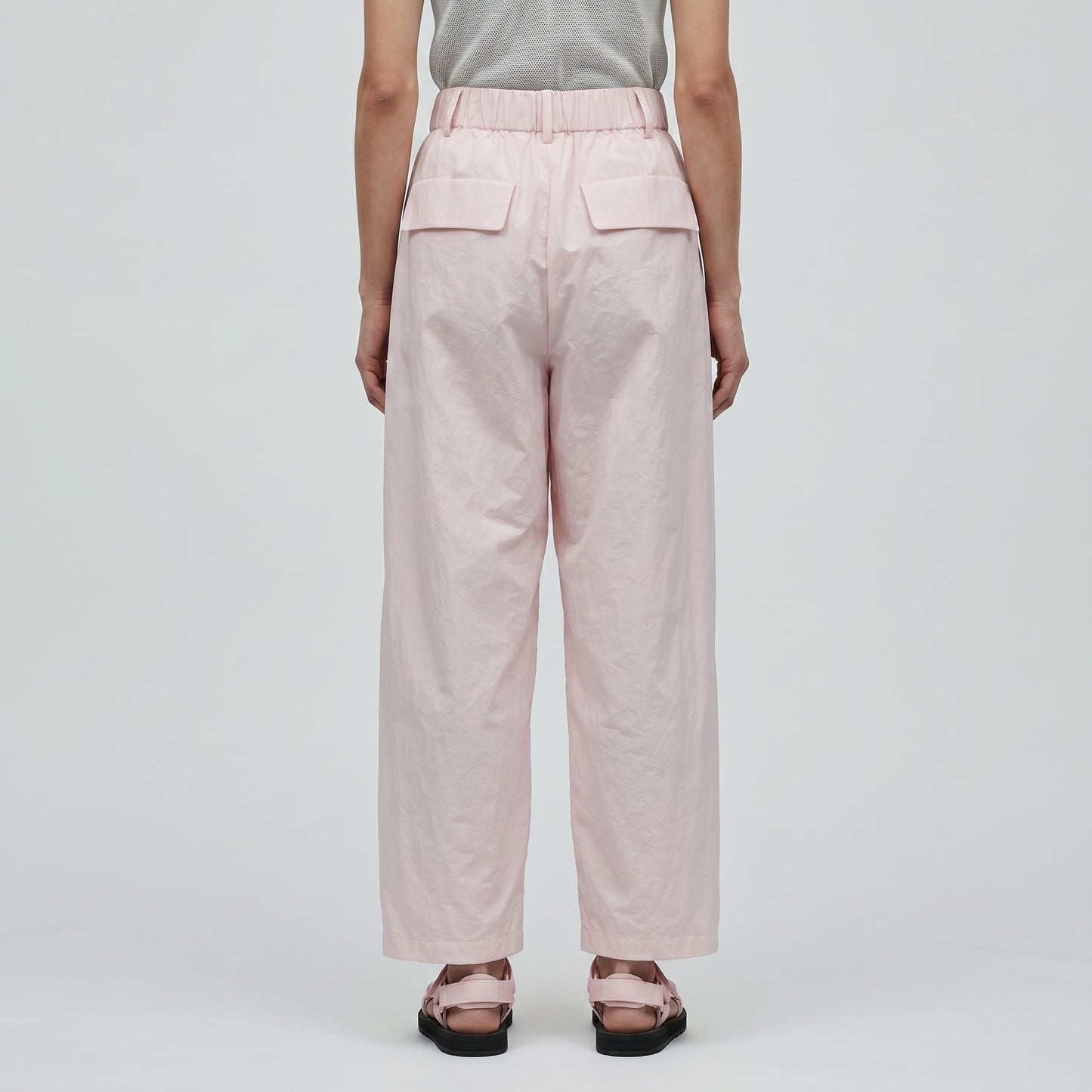 Pleated Pink Cropped Trousers