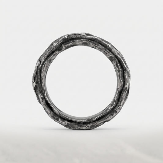 Textured Oxidized Silver Ring